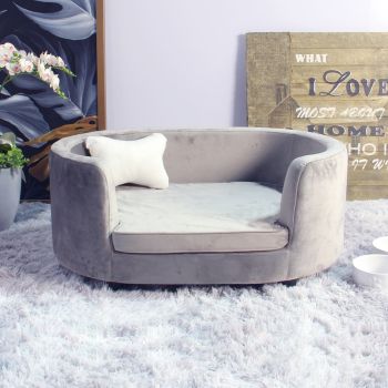 Buddy Oval Sofa Pet - Dark Grey Velvet