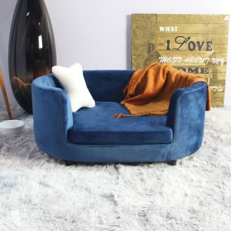 Buddy Oval Sofa Pet - Navy Blue Velvet