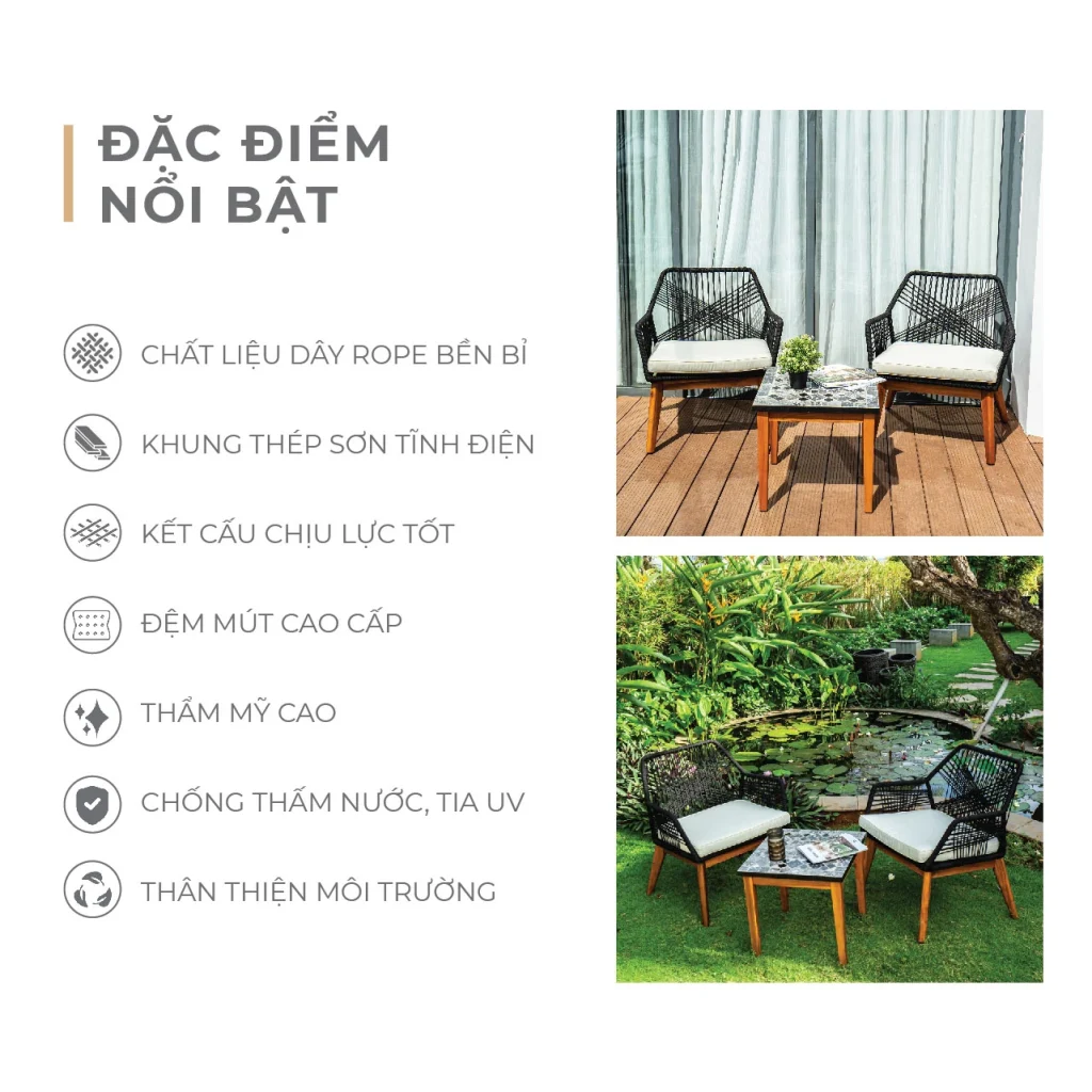 Bộ Bàn Ghế Dây Rope Lucena