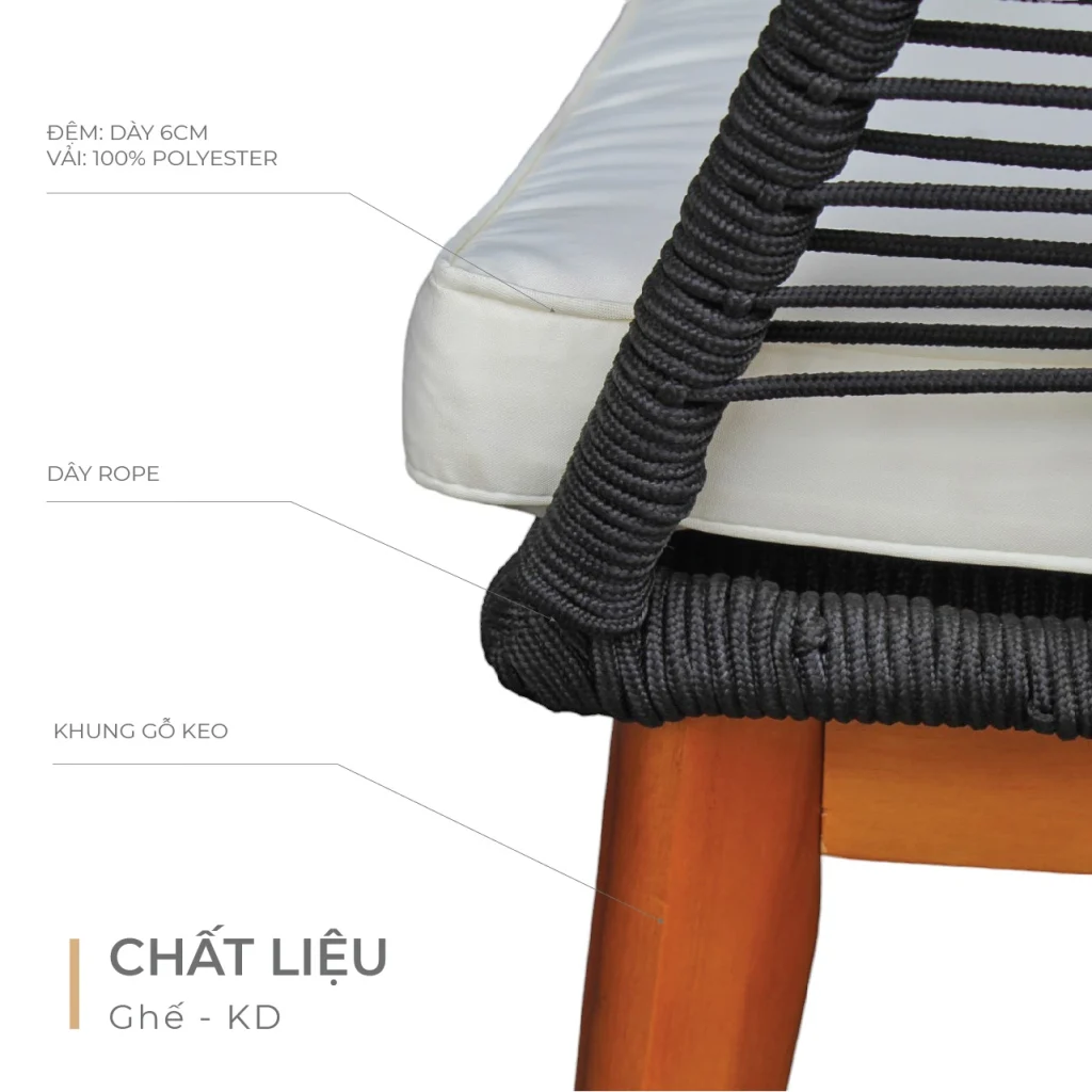 Bộ Bàn Ghế Dây Rope Lucena