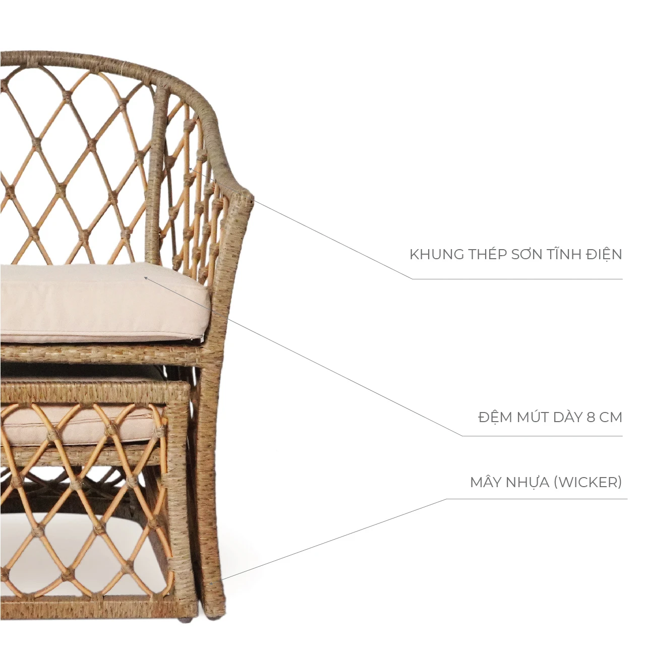 Bộ bàn ghế Bistro set mây nhựa Howard