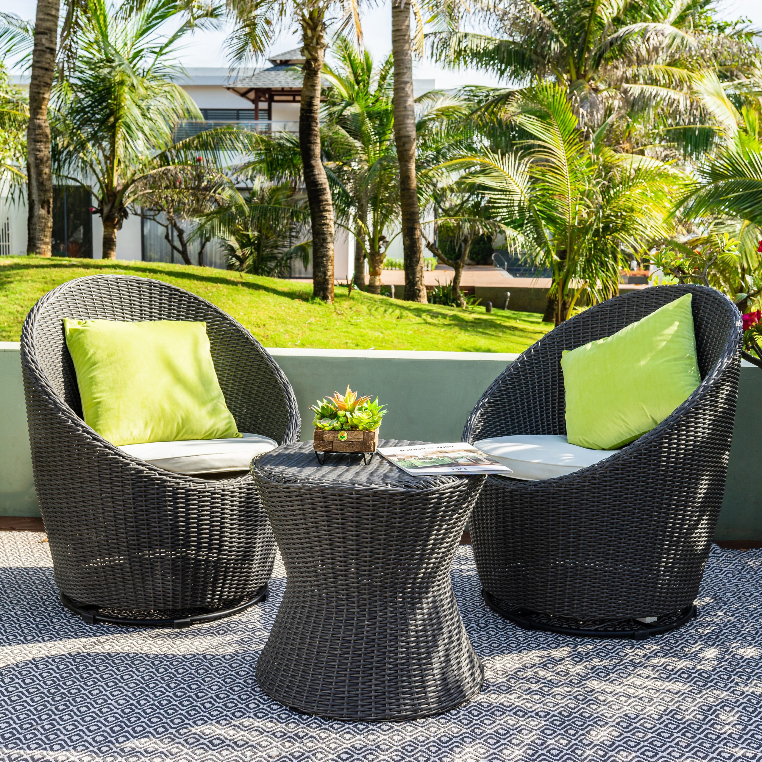 Bộ Bàn Ghế Xoay Mây Nhựa Barletta