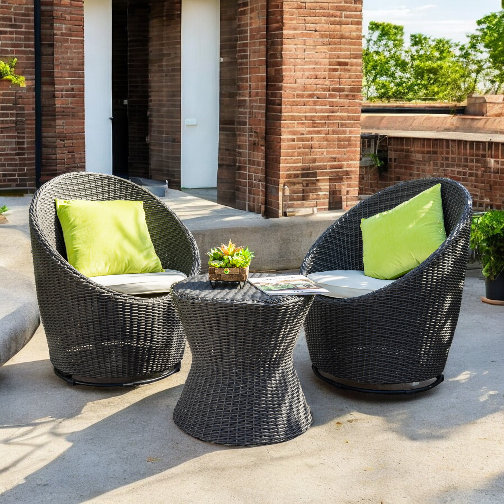 Bộ Bàn Ghế Xoay Mây Nhựa Barletta