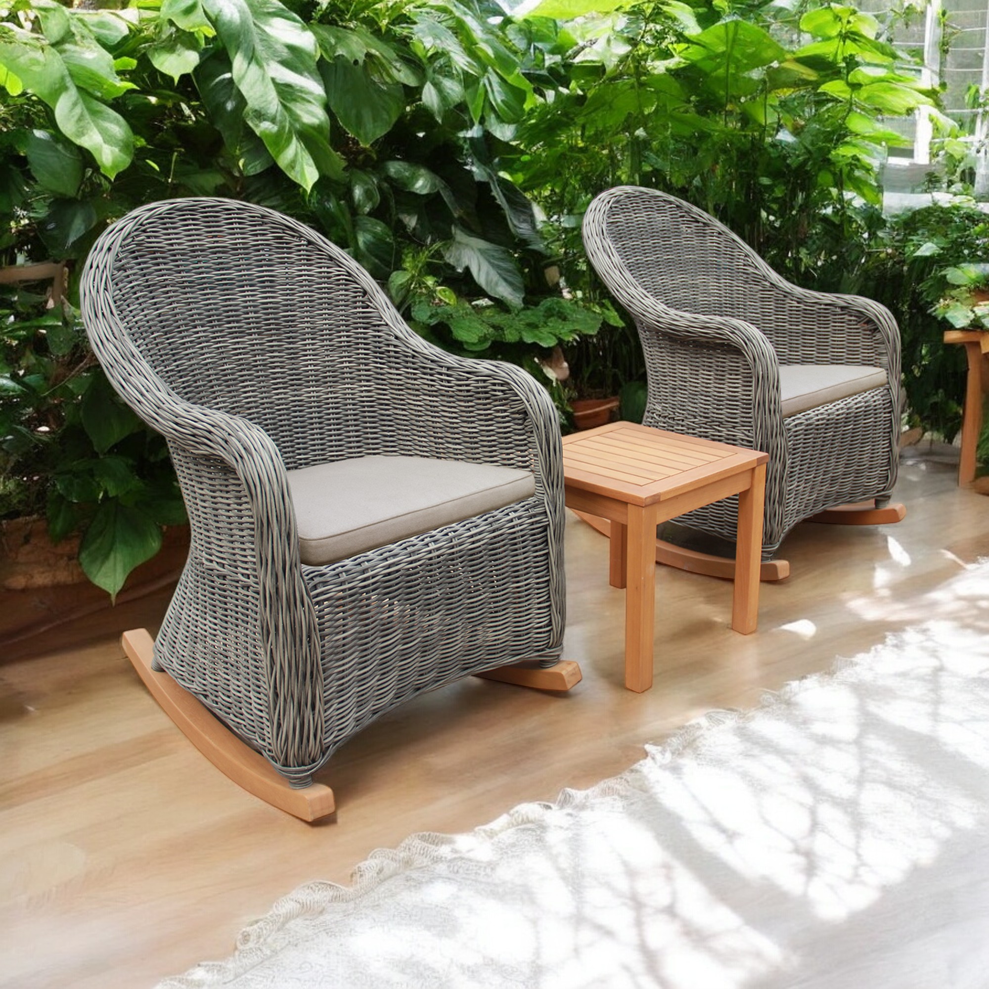 Bộ Bàn Ghế Bập Bênh Mây Nhựa Milan