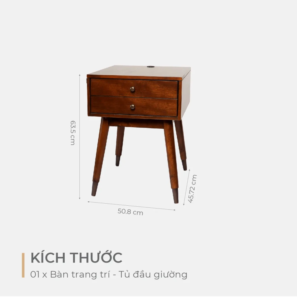 Bàn Trang Trí Kiêm Tủ Đầu Giường Có Cổng USB Sạc Tiện Lợi - Michel