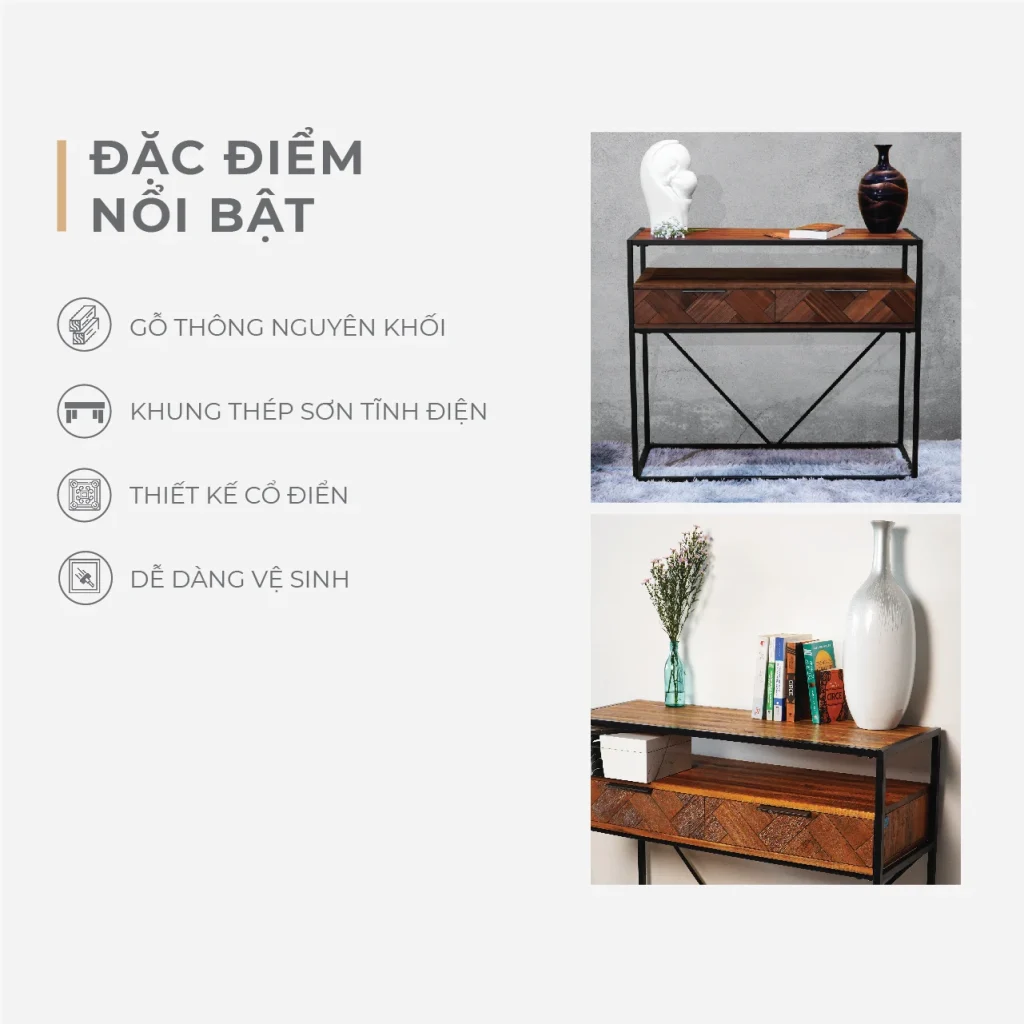 Bàn Trang Trí Nội Thất - Bàn Dựa Tường - Bàn Chân Quỳ