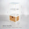 Tủ Gỗ 3 Ngăn - 1 Sọt Lục Bình - Trắng