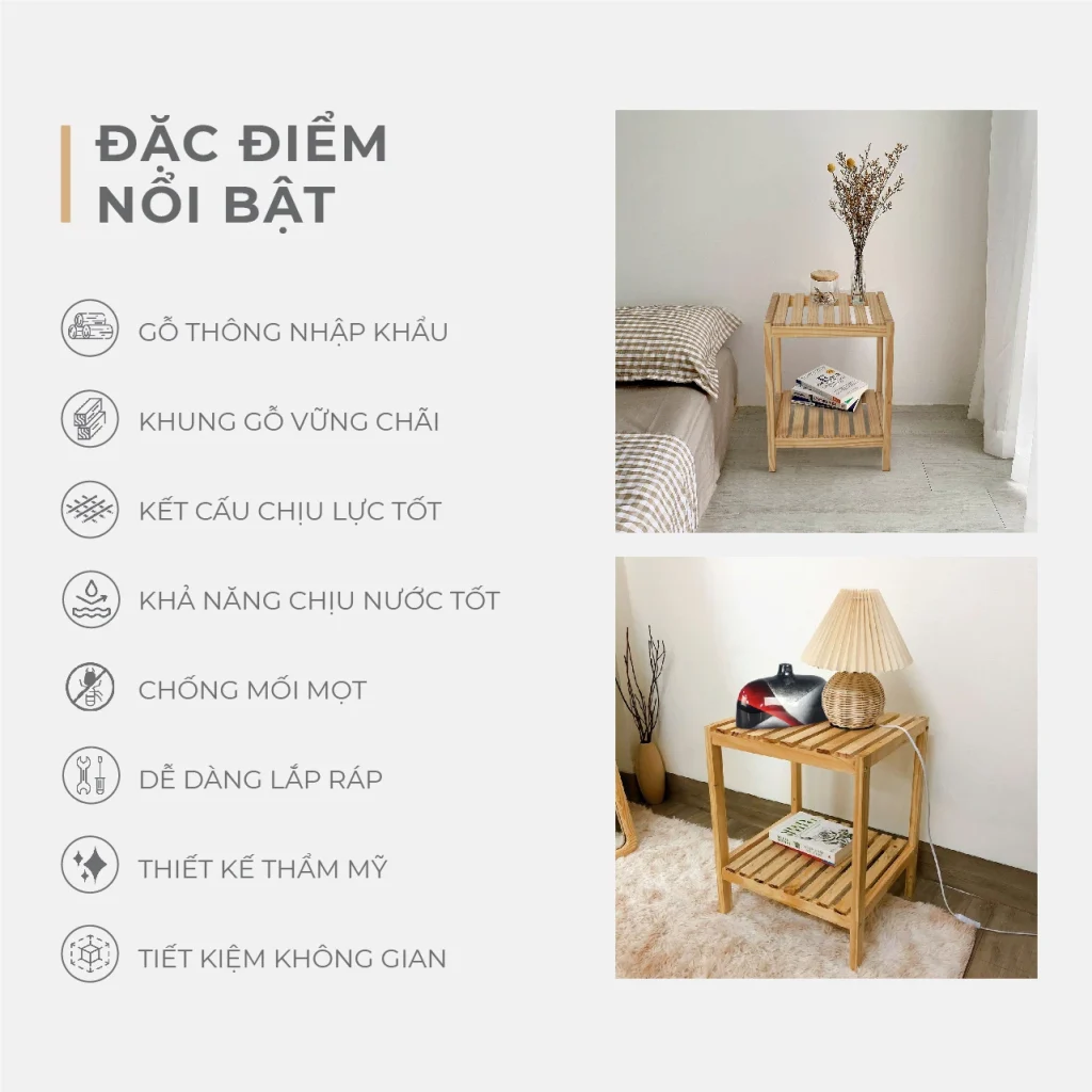 Kệ đầu giường 2 tầng