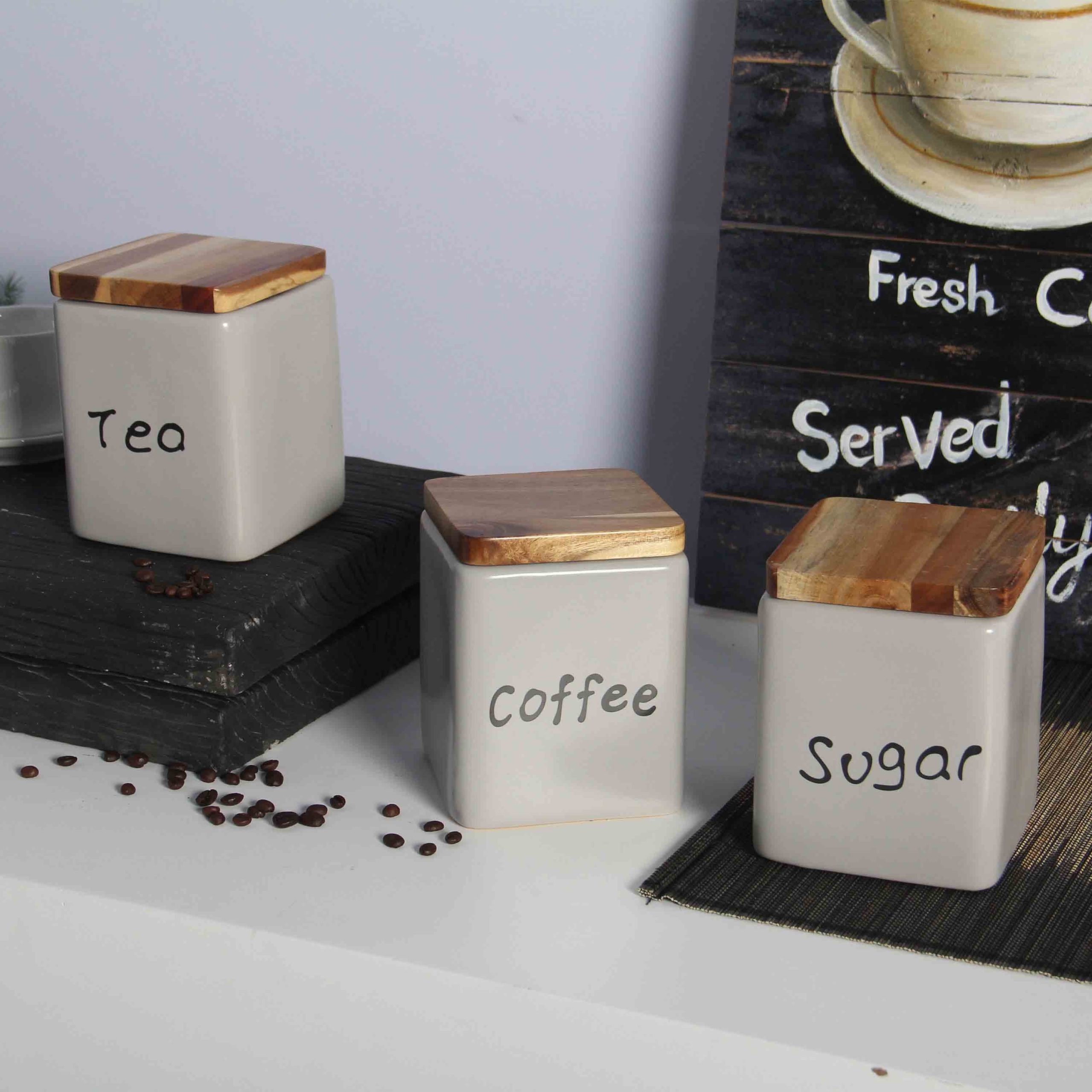 Hũ Gốm Sứ Đựng Thực Phẩm LOTUS (Coffee - Tea - Sugar)