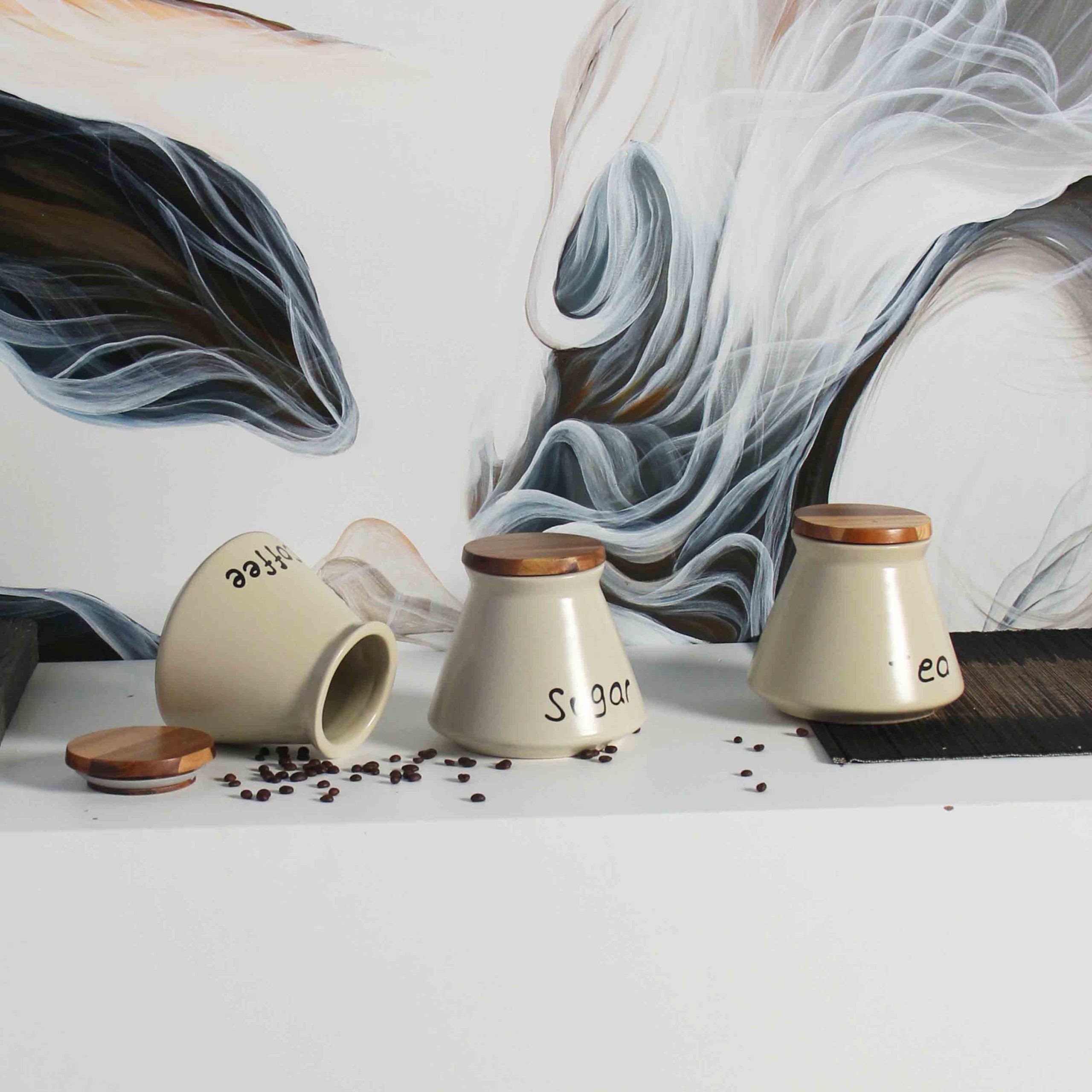 Hũ Gốm Sứ Đựng Thực Phẩm LILY (Coffee - Tea - Sugar)