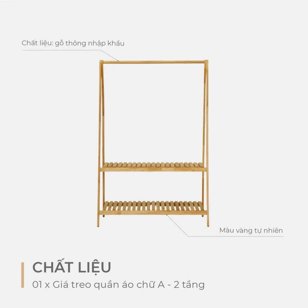 Giá Kệ Treo Quần Áo Chữ A 2 Tầng