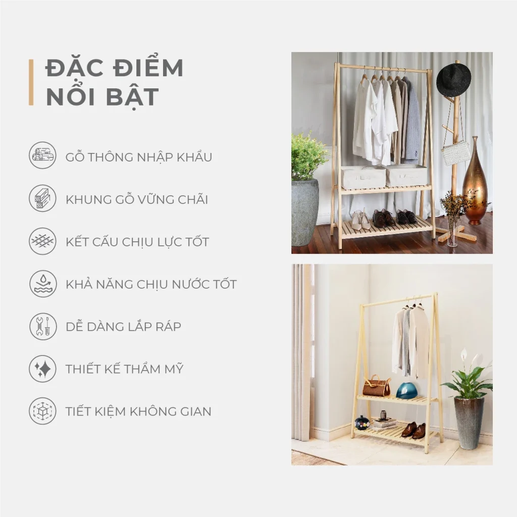 Giá Kệ Treo Quần Áo Chữ A 2 Tầng