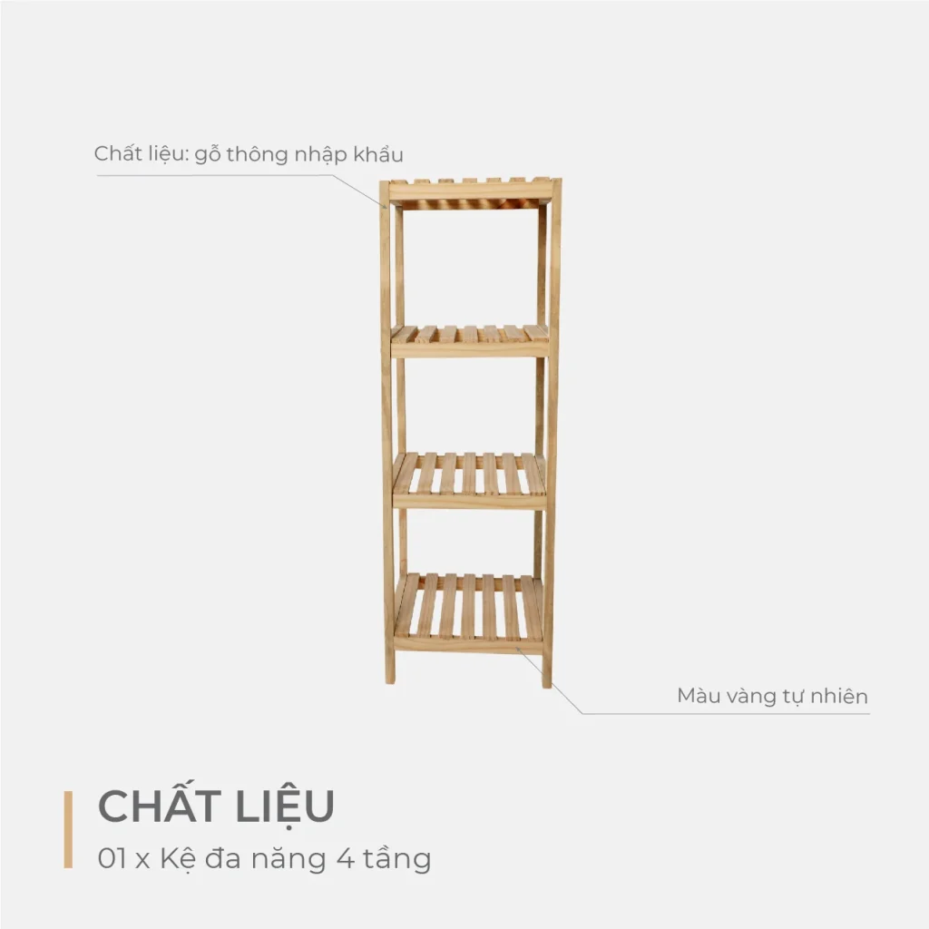Kệ Đa Năng 4 Tầng Gỗ Thông