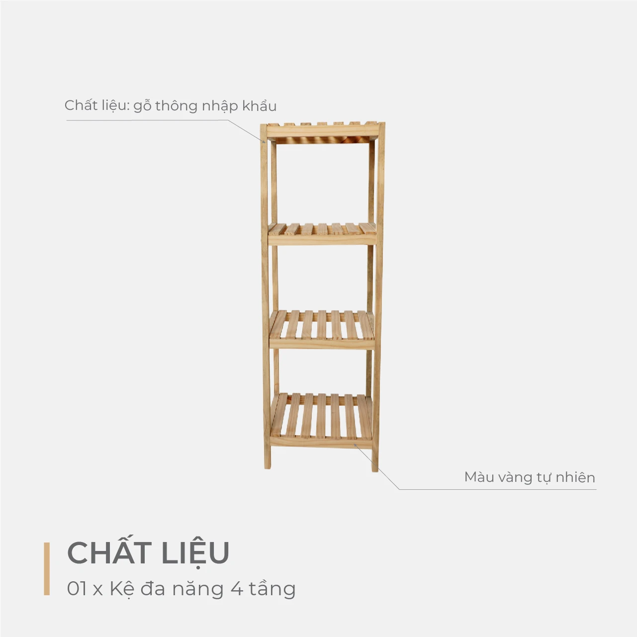 Kệ Đa Năng 4 Tầng Gỗ Thông