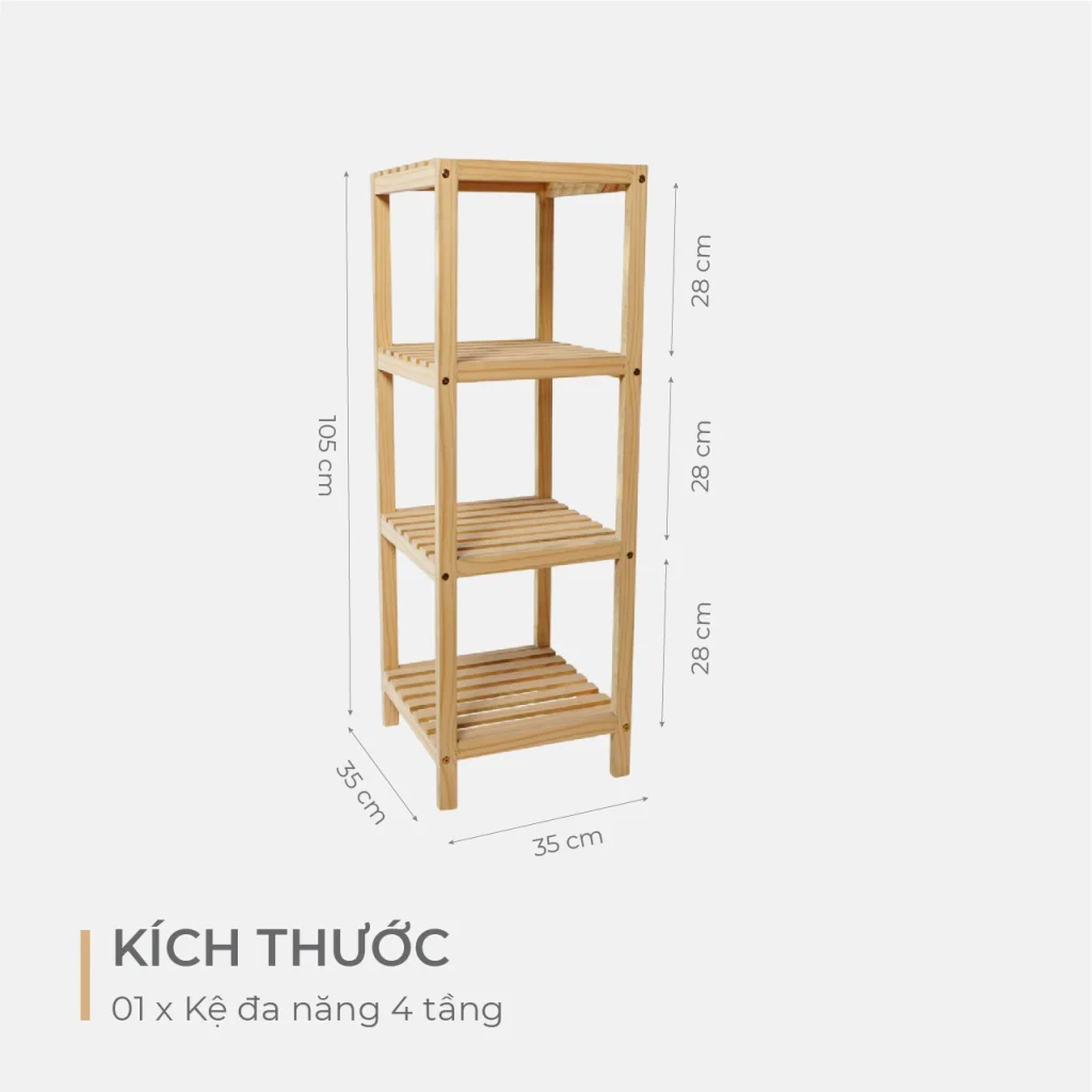 Kệ Đa Năng 4 Tầng Gỗ Thông