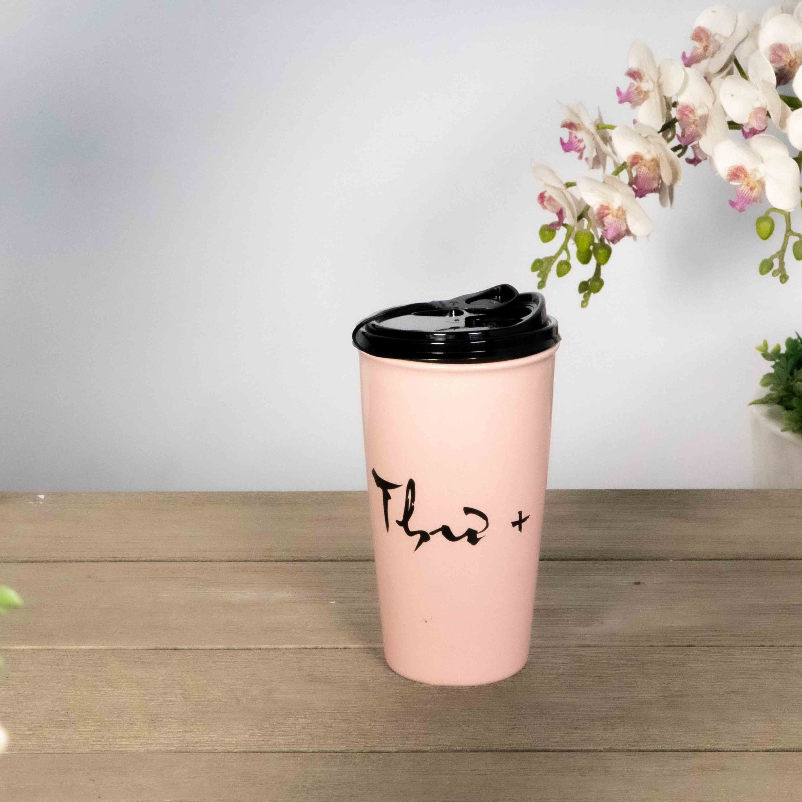 Ly sứ cao cấp Ceramic 450ml nắp nhựa khắc tên