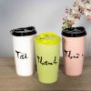 Ly sứ cao cấp Ceramic 450ml nắp nhựa khắc tên