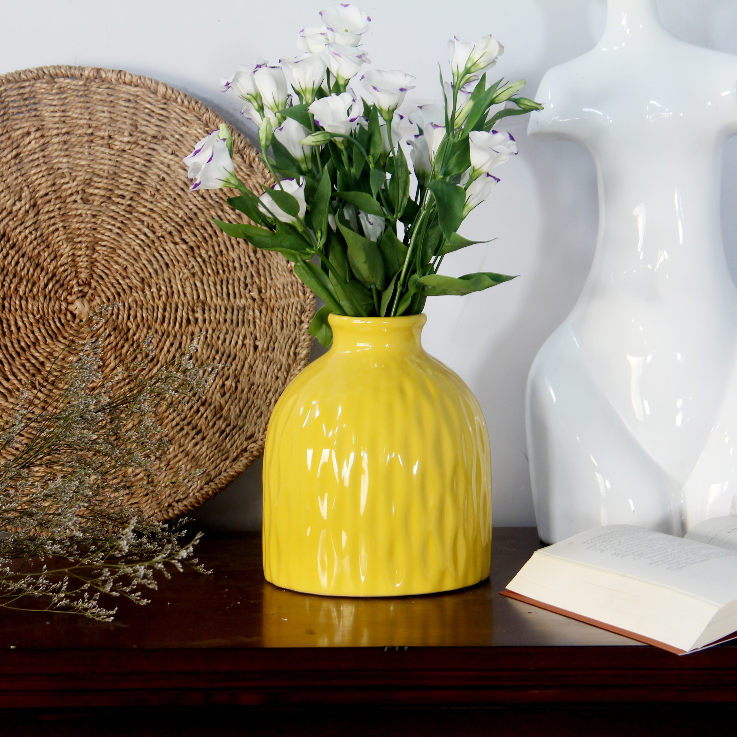 Bình Gốm Ivory hoa văn sọc