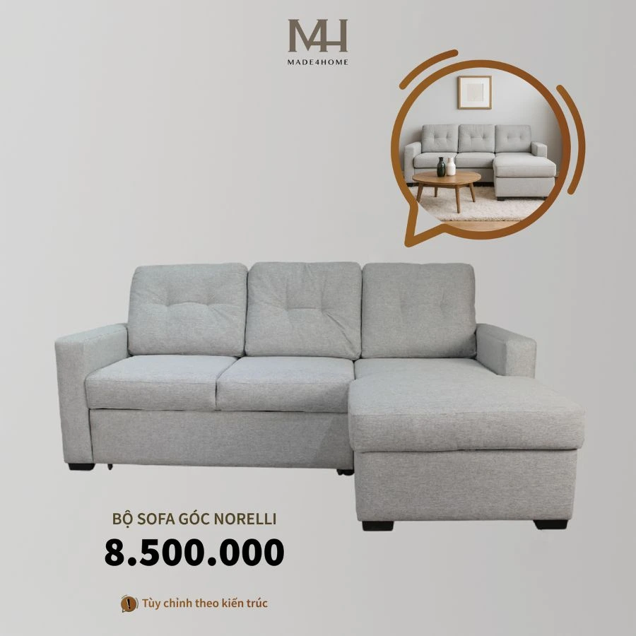 Bộ Sofa góc Norelli - Light Grey 3 Bộ Sofa góc Norelli - Light Grey