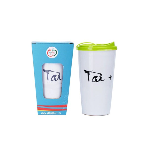 Ly sứ cao cấp Ceramic 450ml nắp nhựa khắc tên