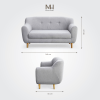 Sofa Agnes 1m4 – Ghế Sofa Nhỏ Gọn, Nệm Êm, Khung Gỗ Tự Nhiên