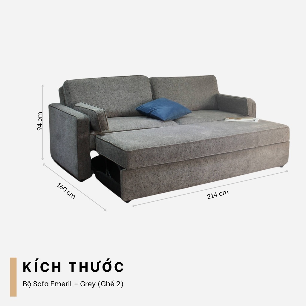 Bộ Sofa Emeril - Grey (Ghế 2)