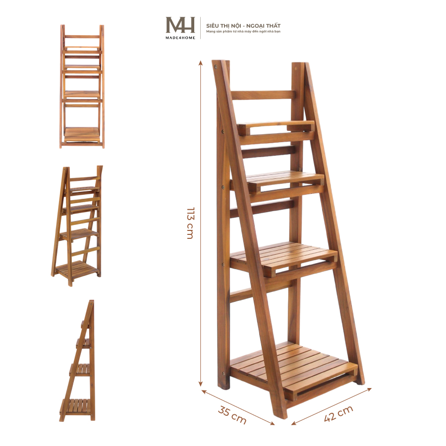 Kệ chữ A gỗ tràm Caley - màu nâu