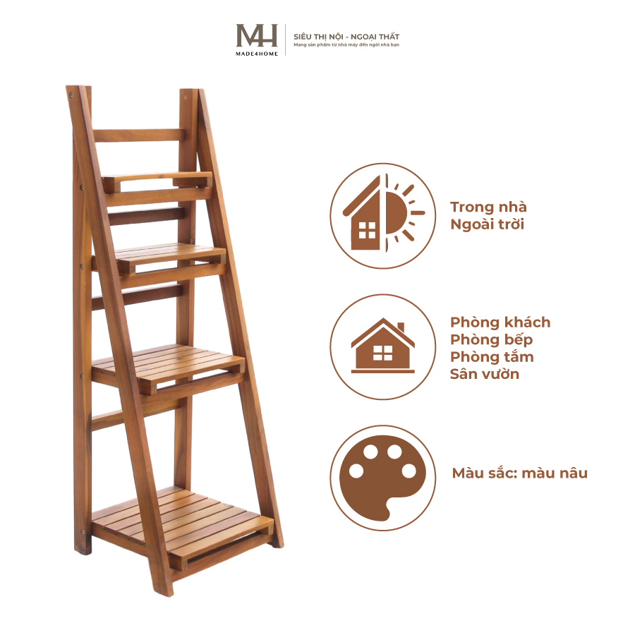 Kệ chữ A gỗ tràm Caley - màu nâu