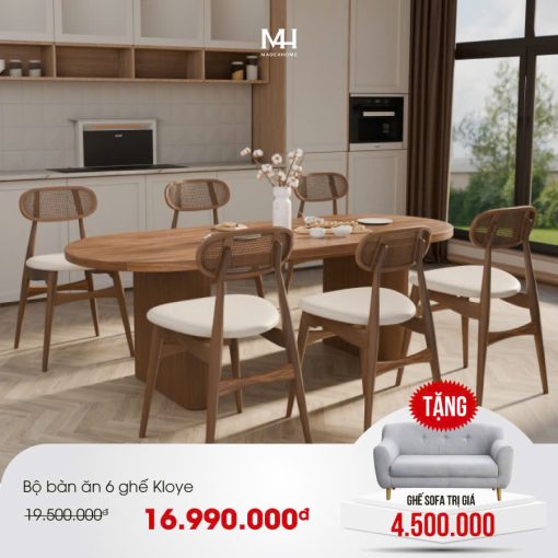 Bộ bàn ăn 6 ghế Kloye - Made4Home
