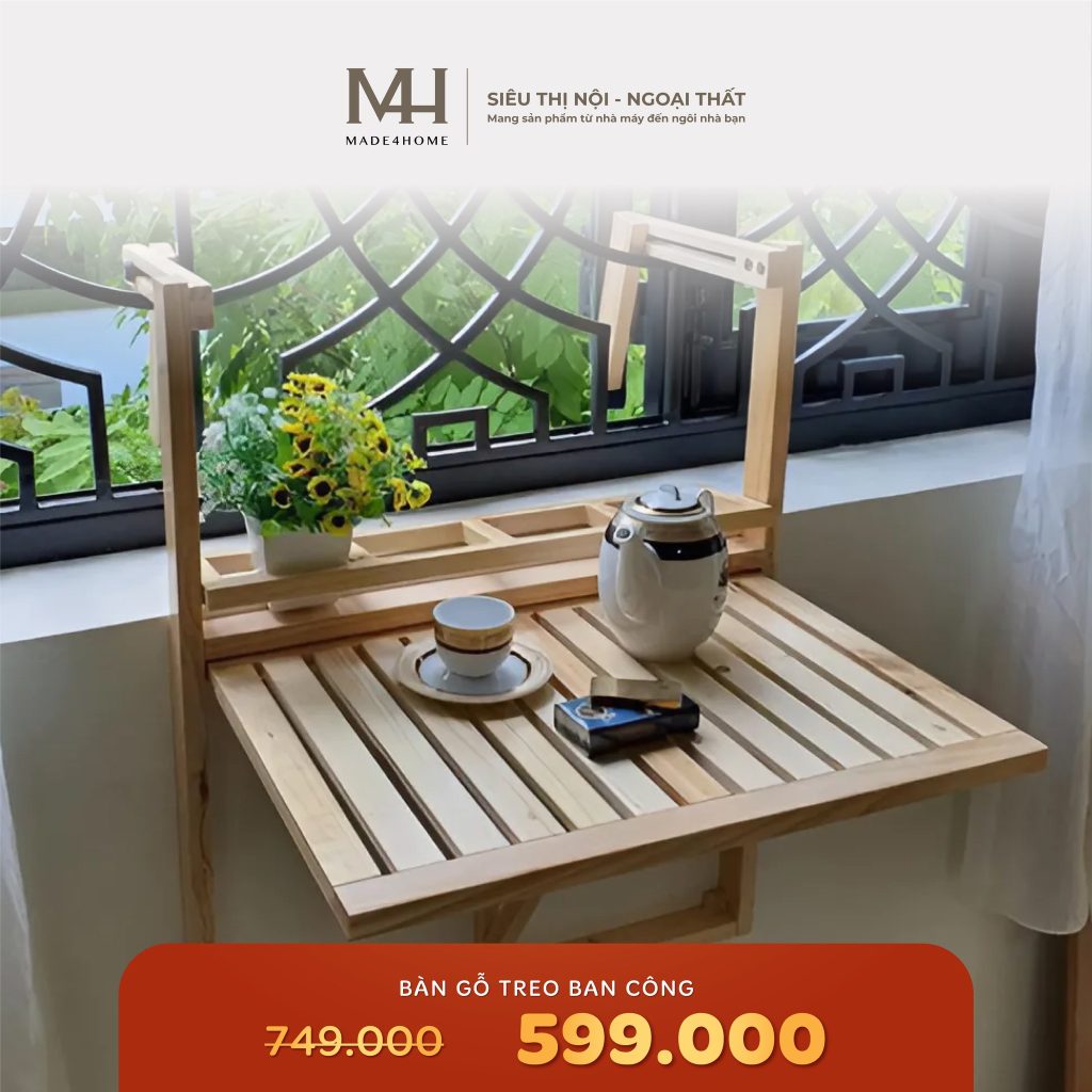 Kệ gỗ treo ban công M4H