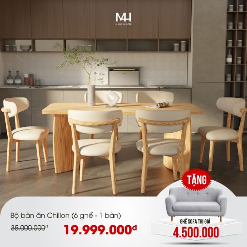 Bộ bàn ăn gia đình 06 ghế 1 bàn Chillon M4H