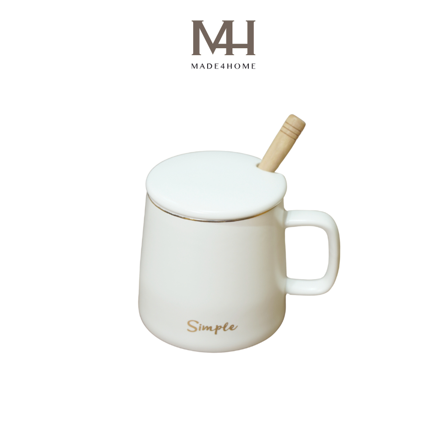 Ly Cốc Sứ Họa Tiết Simple - Trắng
