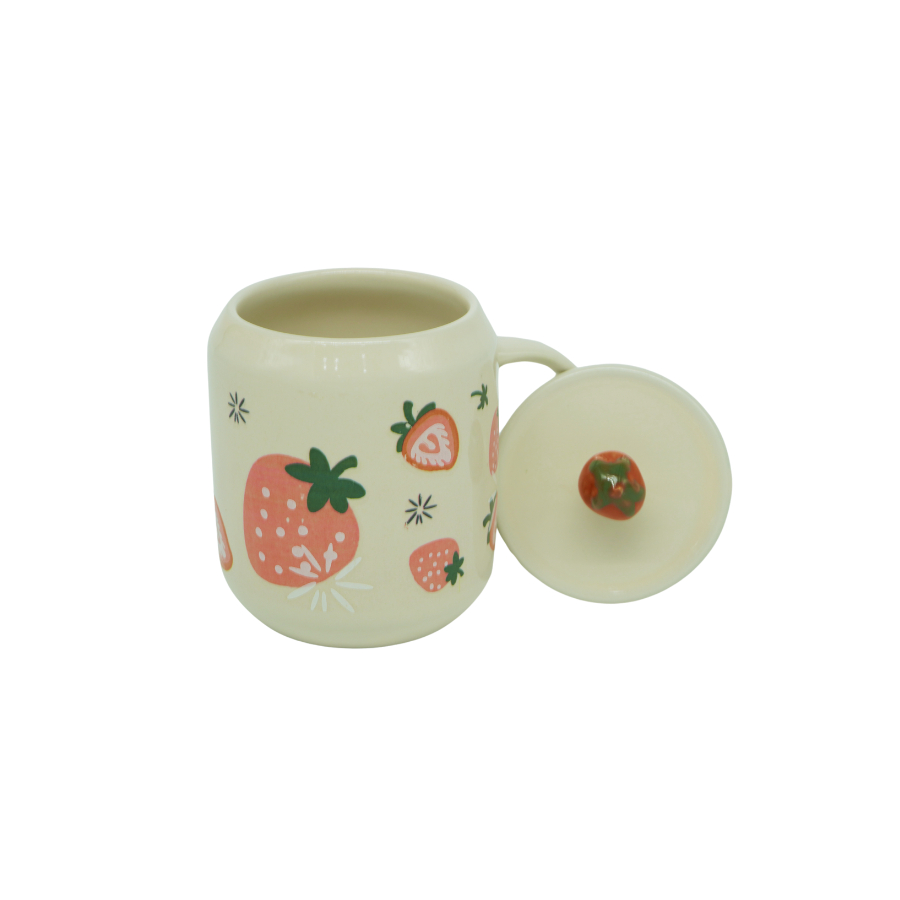 Ly Cốc Sứ Strawberry - Hồng - 300ml