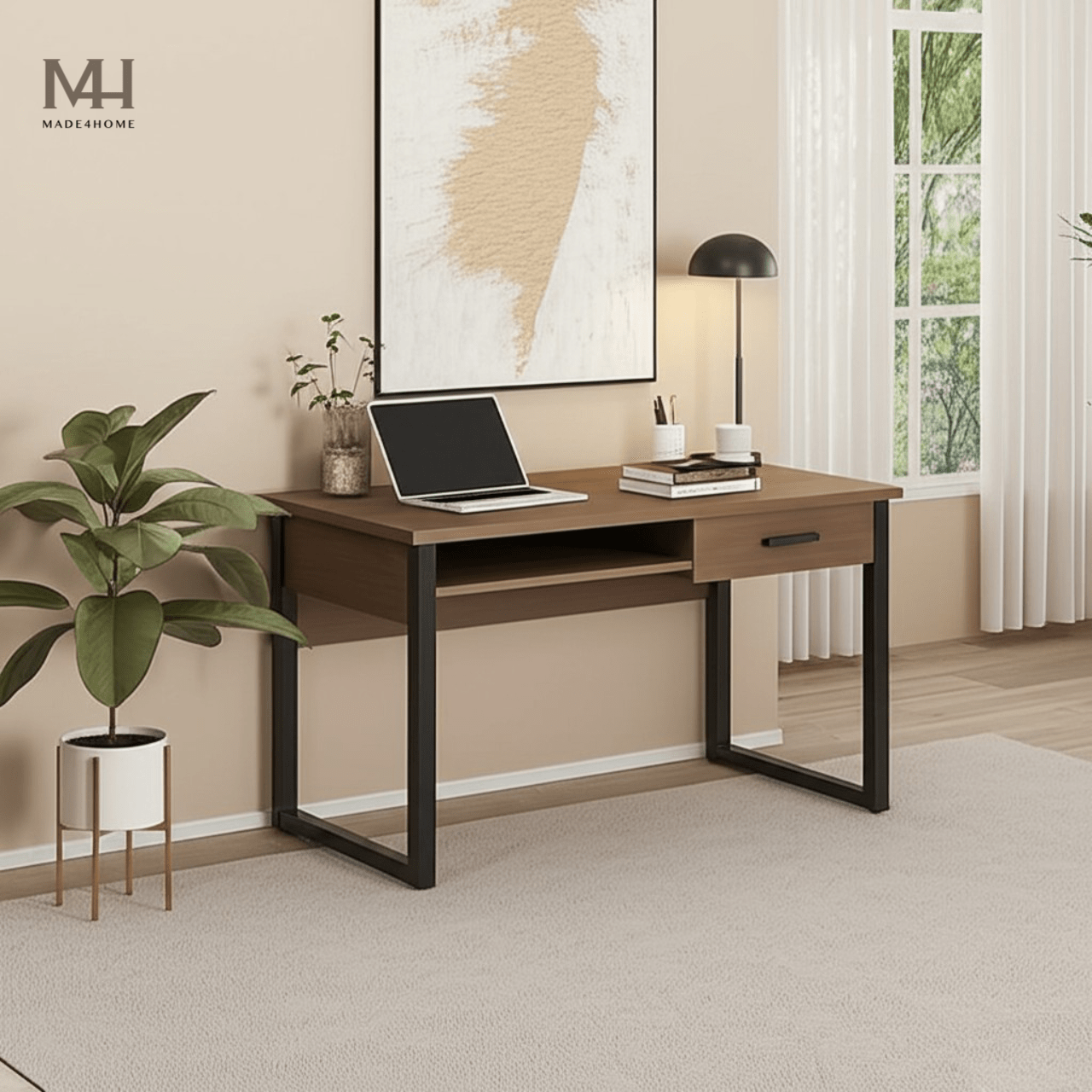 Bàn làm việc Caidence gỗ MDF chân sắt – Thiết kế đơn giản hiện đại