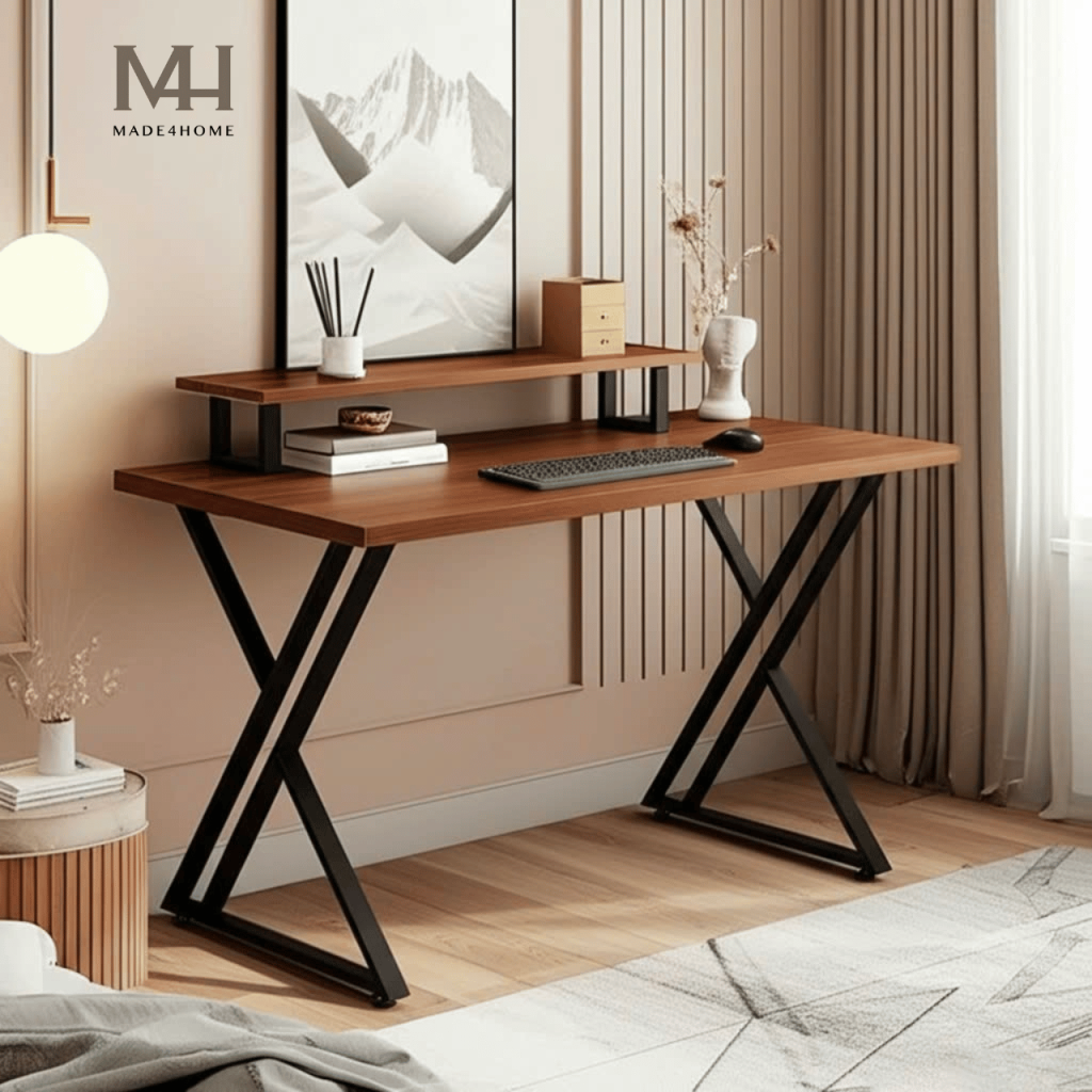 Bàn Làm Việc Bricen Gỗ MDF Chân Sắt – Thiết Kế Hiện Đại, Có Kệ Laptop