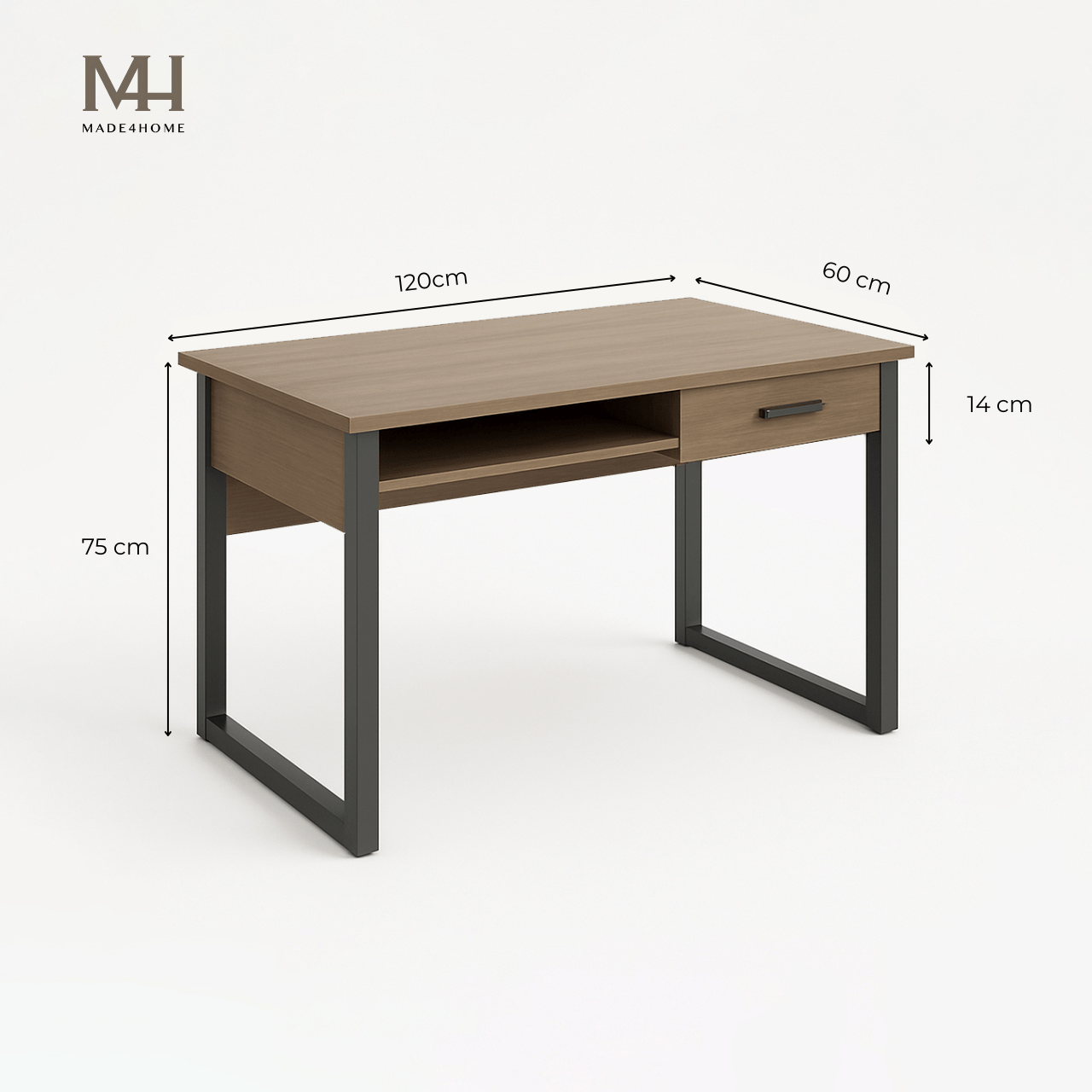 Bàn làm việc Caidence gỗ MDF chân sắt – Thiết kế đơn giản hiện đại