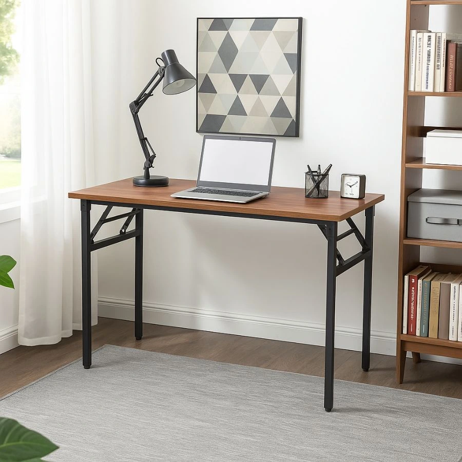 Bàn Làm Việc Gấp Gọn Bruno 120x60 – Có 2 màu Thiết Kế Tiện Lợi, Chân Sắt Chắc Chắn, Mặt Gỗ MDF Cao Cấp