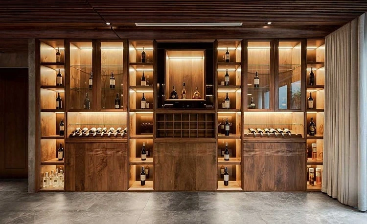 Tủ rượu gỗ óc chó hiện đại