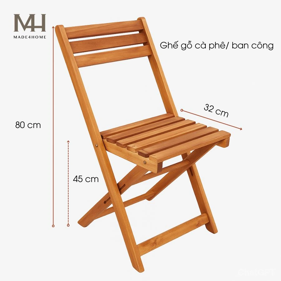 Bộ Bàn Ghế Gỗ Tràm Ban Công Made4Home – Không Gian Thư Giãn Tự Nhiên Giữa Lòng Thành Phố 6 Bộ Bàn Ghế Gỗ Tràm Ban Công Made4Home