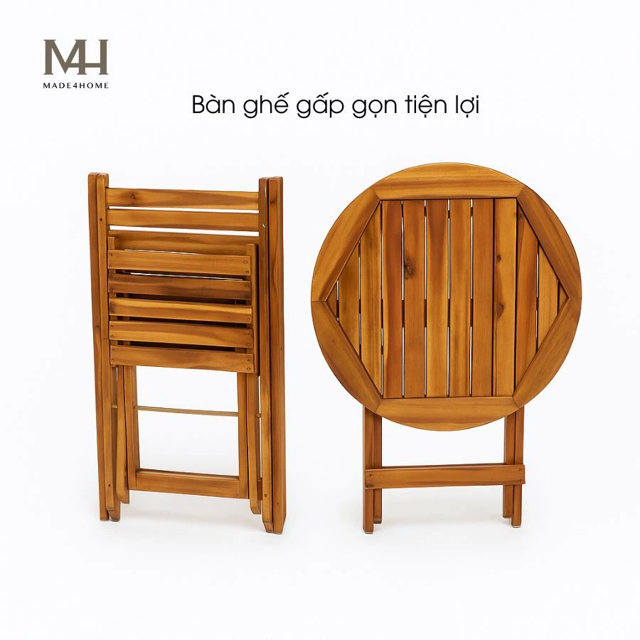 Bộ Bàn Ghế Gỗ Tràm Ban Công Made4Home – Không Gian Thư Giãn Tự Nhiên Giữa Lòng Thành Phố 8 Bộ Bàn Ghế Gỗ Tràm Ban Công Made4Home