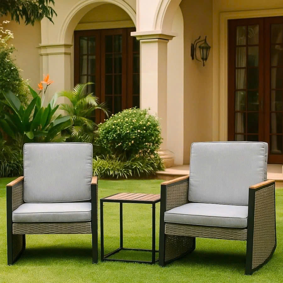 Bộ Bàn Ghế Ngoài Trời Mây Nhựa