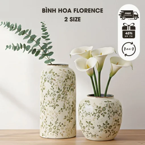 Bình Hoa Gốm Sứ Florence – Nghệ Thuật Trang Trí Tinh Tế Cho Không Gian Sống Hiện Đại - Bình tròn